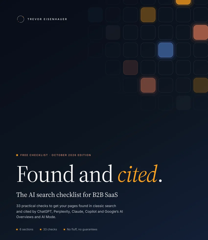 Cover of Found and Cited, the AI search checklist for B2B SaaS