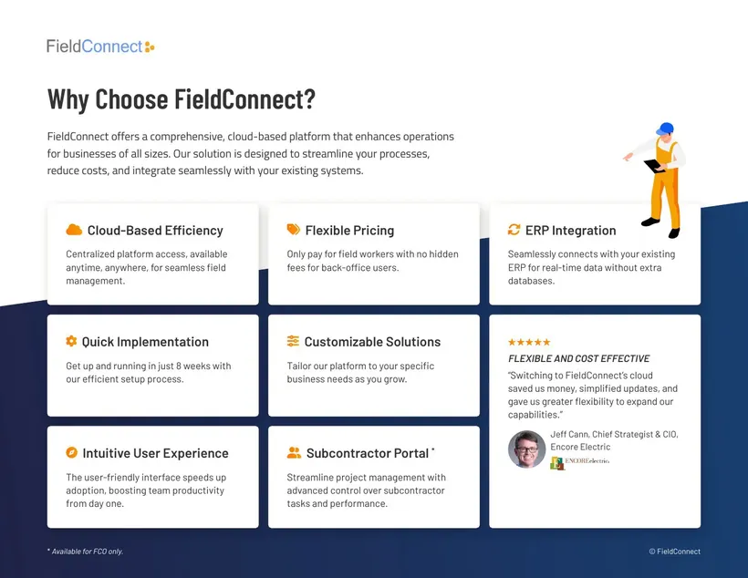 FieldConnect sales sheet: Why Choose FieldConnect?