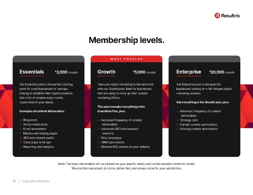 Resultris company overview page, 2 of 12