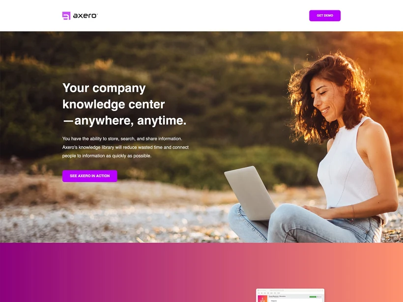 Axero image, CTA or landing page, 5 of 9