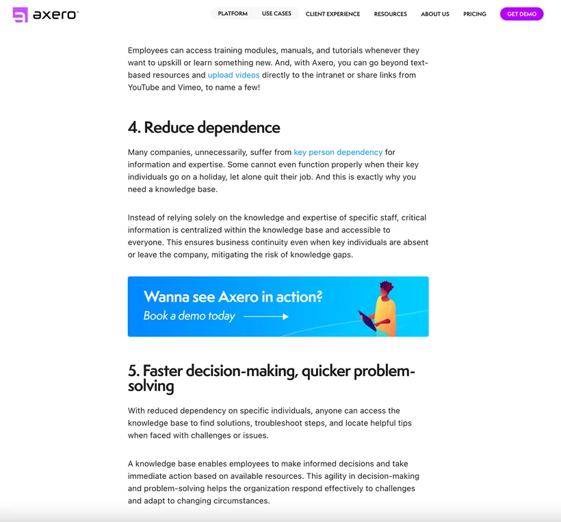 Axero image, CTA or landing page, 8 of 9