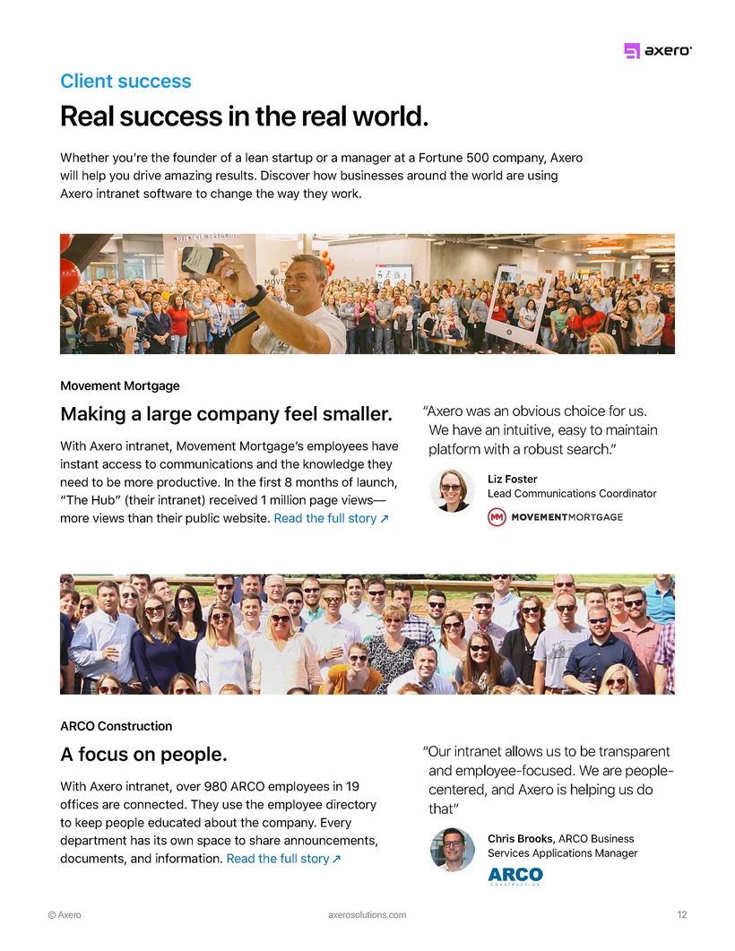 Axero proposal page, 11 of 12