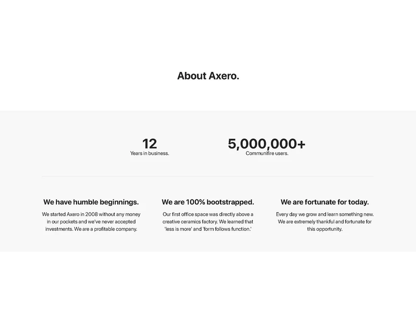 Axero product overview page, 14 of 15